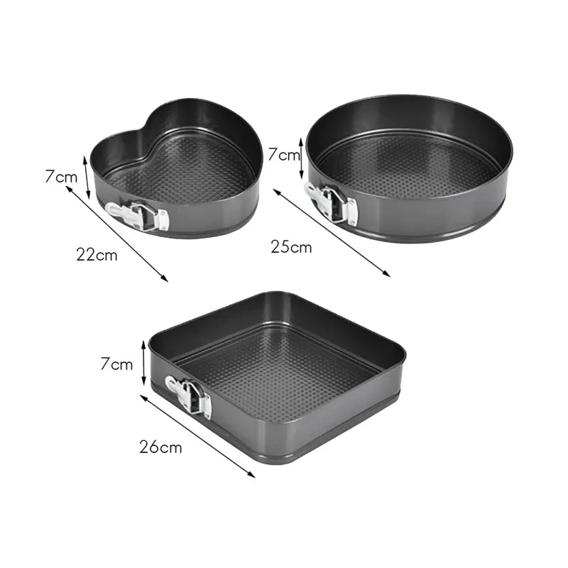 

3Pcs Cake Moulding Removable Square Round Heart Shape Tools for Home Party Kitchen