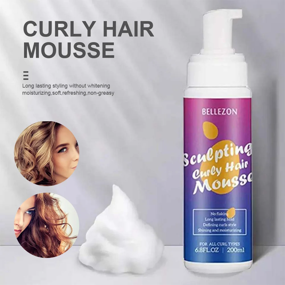 

200ml Hair Styling Mousse Natural Curl Enhancing Mousse Moisturizing Frizz-Free Curl Hairstyle Mousse For Women