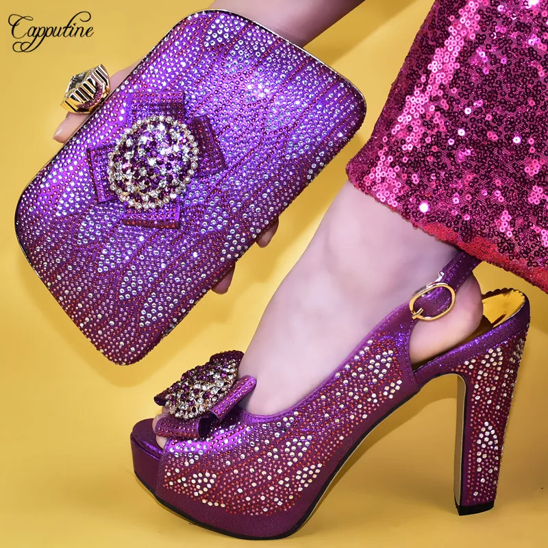 Изумительные Свадебные/вечерние туфли пурпурного цвета и искусственные камни