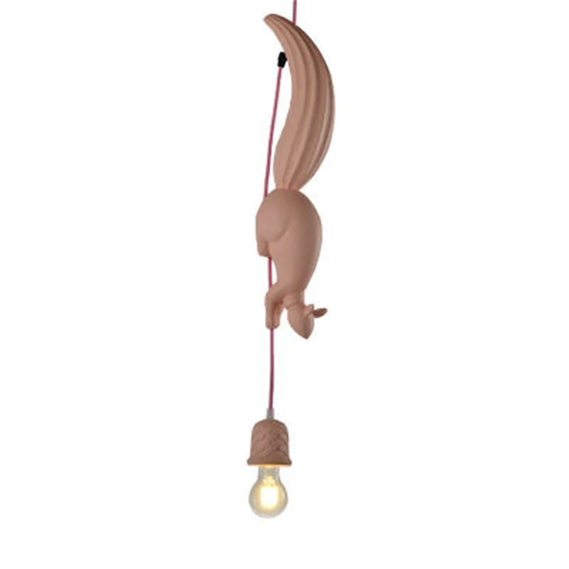 

Nordic Resin Animal Chandelier Bedroom Novelty Lamp Chandelier Front Indoor Lighting Squirrel Hanging Light LED Fixture