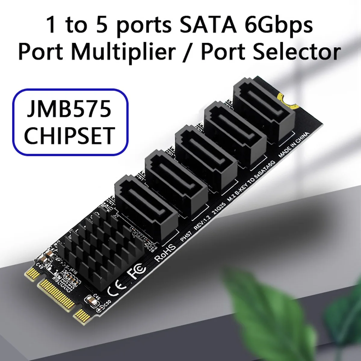 

CYSM Xiwai 2280 M.2 NGFF Key B+M SATA to SATA 3.0 6Gbps 5 Ports Adapter Converter Port Multiplier Selector JMB575