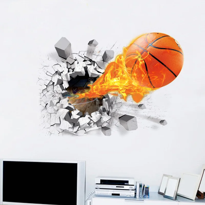 

3D Basketball Sports Home Background Decoration Children's Environmental Protection Creative Wall Stickers Wall Decor