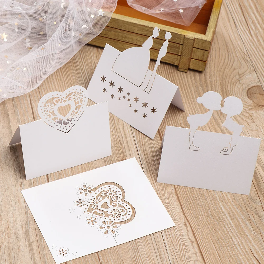 50 шт. белая кружевная Имя Место карты Свадебные украшения настольный декор стол