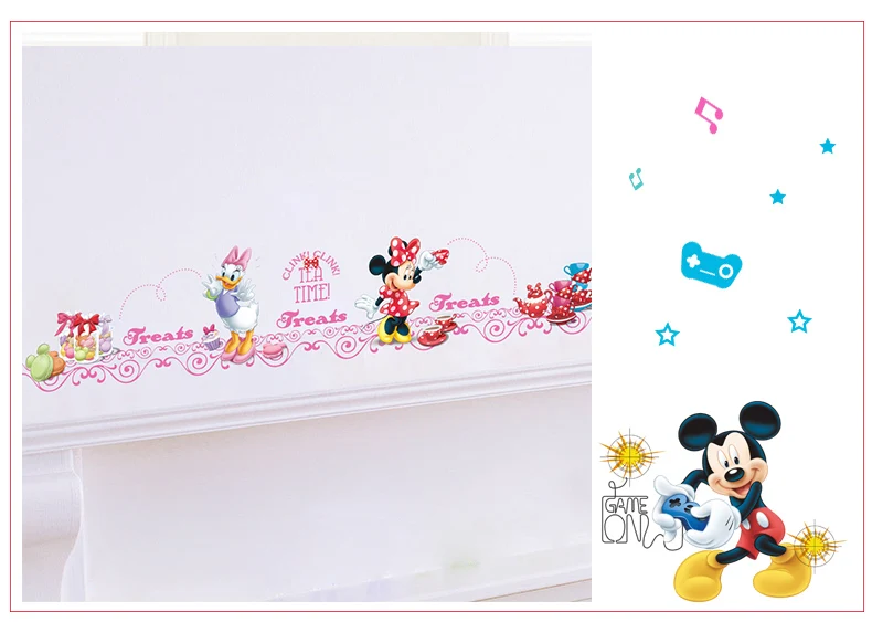 Микки Минни Маус наклейки на стену спальня домашний Декор Аксессуары мультфильм