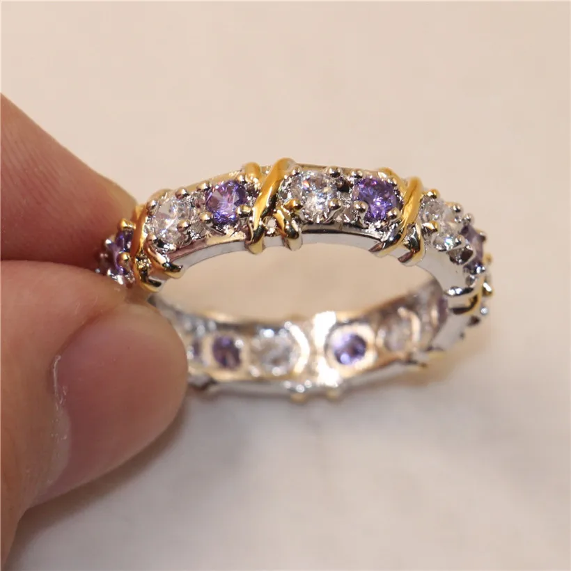 Парные кольца из стерлингового серебра 925 пробы с фиолетовым танзанитом женское