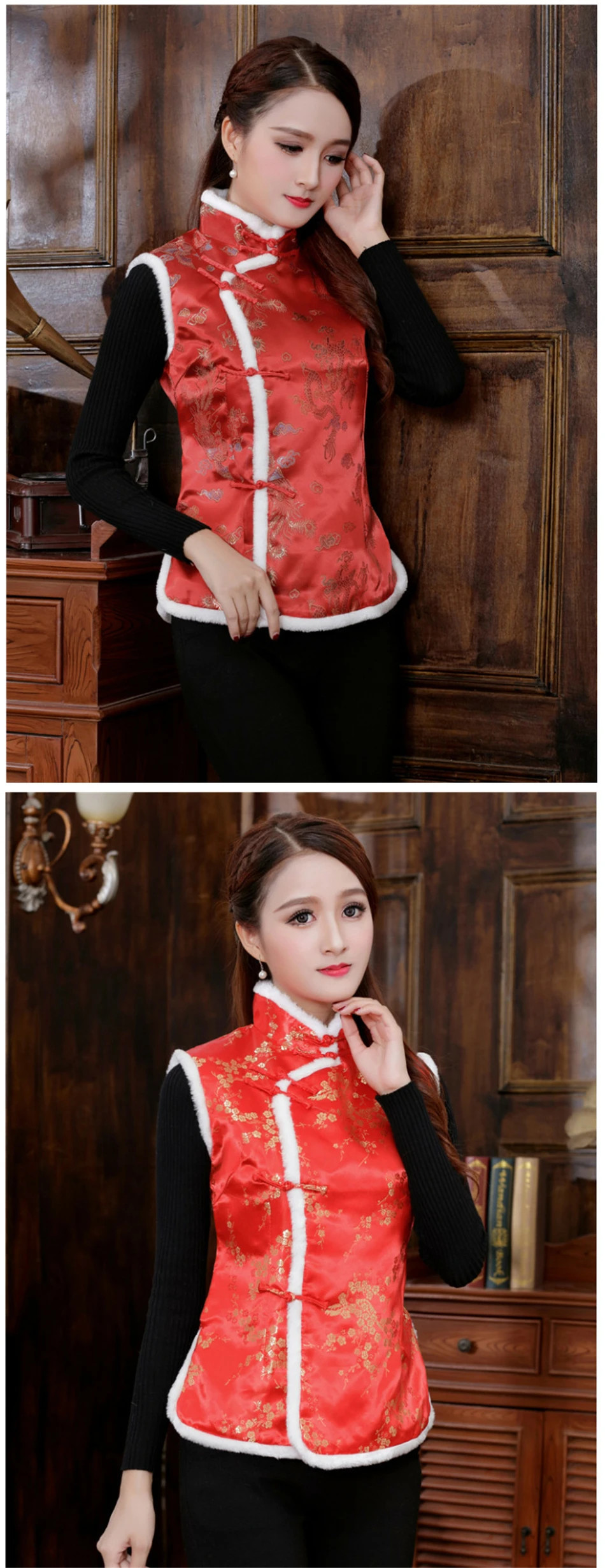 Год женский китайский стиль Qipao Tang костюм толстый бархатный жилет традиционное вечернее свадебное платье Cheongsam ретро атласное платье