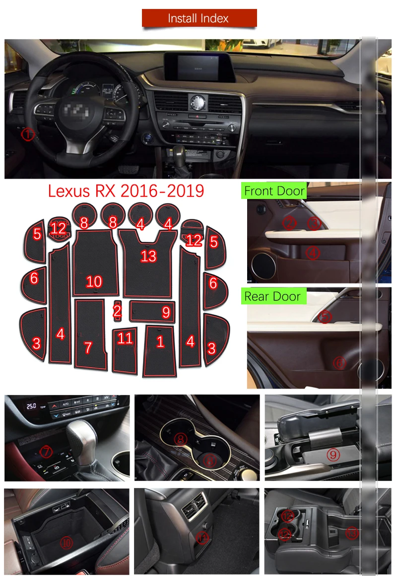 Противоскользящие резиновые ворота слот чашки коврик для Lexus RX NX GS IS ES CT200h RX350 RX450h IS250 ES350 ES300h GS350 аксессуары