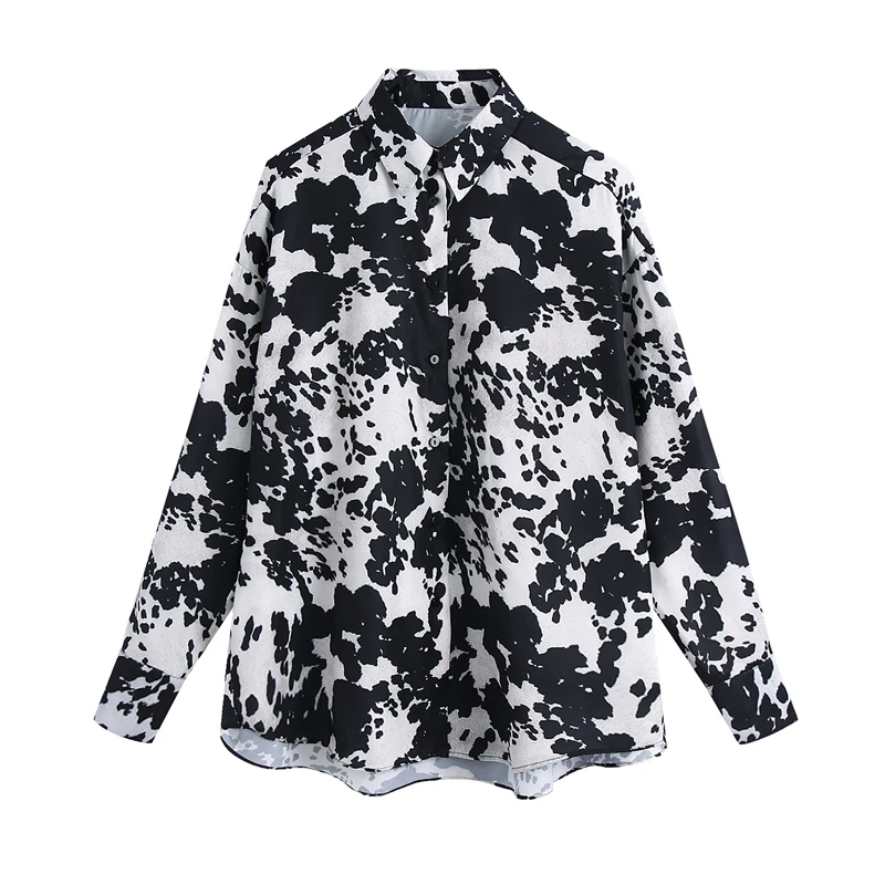 

Zoulv 2021 Lapel Long-sleeved Loose Shirt Spring and Autumn Women's Casual Printed Women Shirts