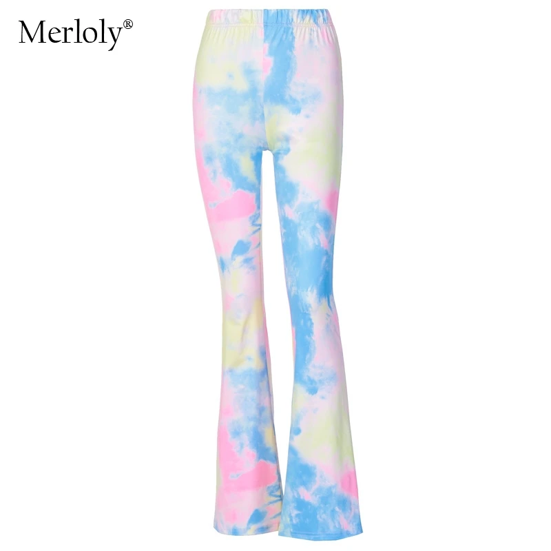 

High Waits Flare Pants Joggers Women 2020 Autumn Tie Dye Women's Pants Winter Casual Streetwear Outfits Sports Trousers Female