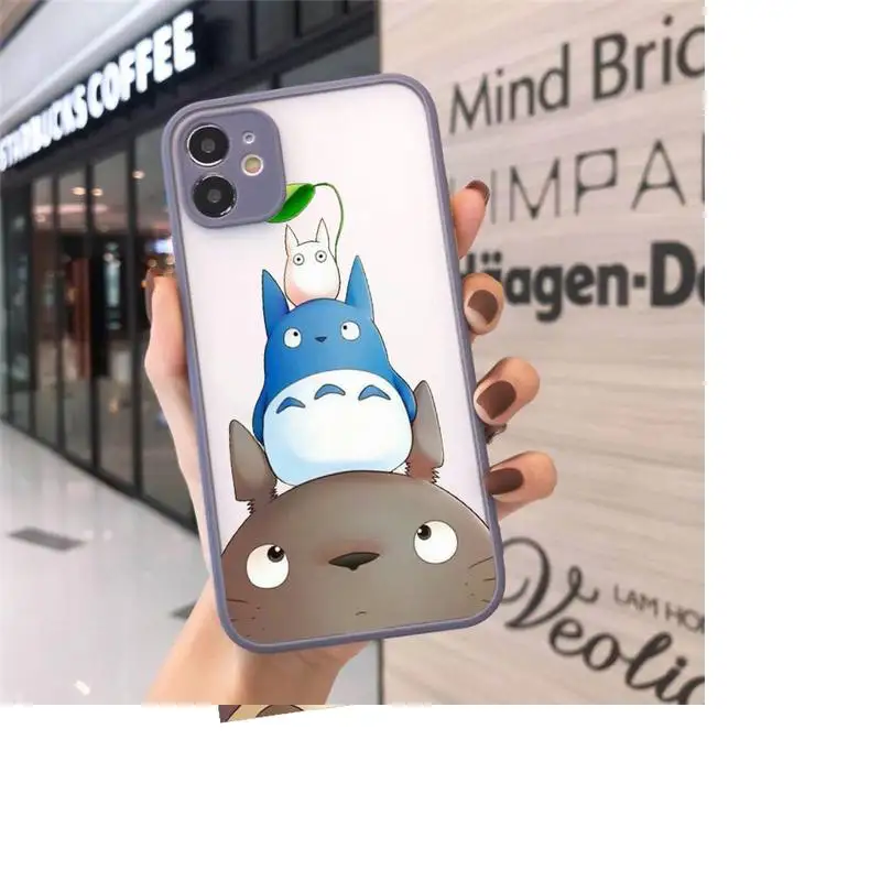 

Cartoon Ghibli Miyazaki Totoro Phone Cases Matte transparent For Gray iPhone 12 Mini 11 Pro XR XS Max 7 8 Plus X Back Cover
