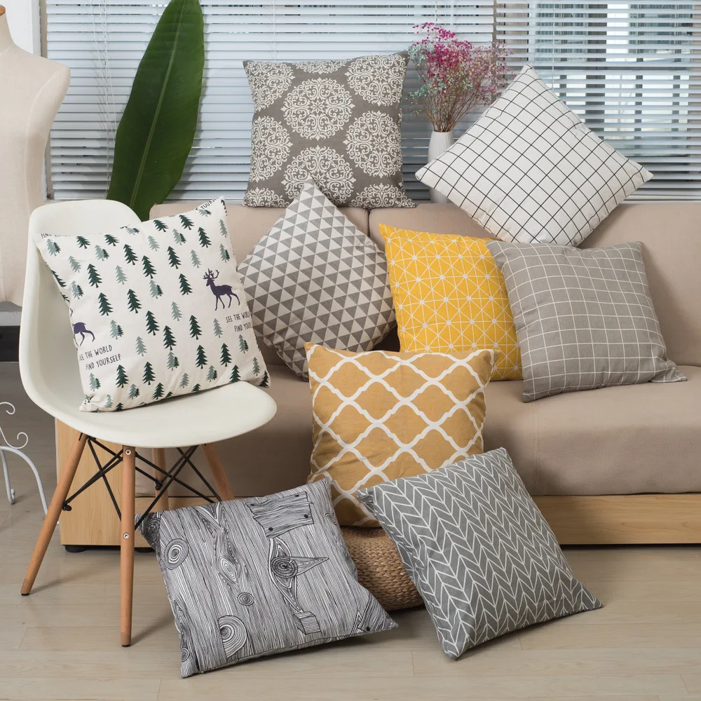 

Simplicity Pillowcase Plaid Cushion Cover Home Decoration Pillow Cover Without Filling