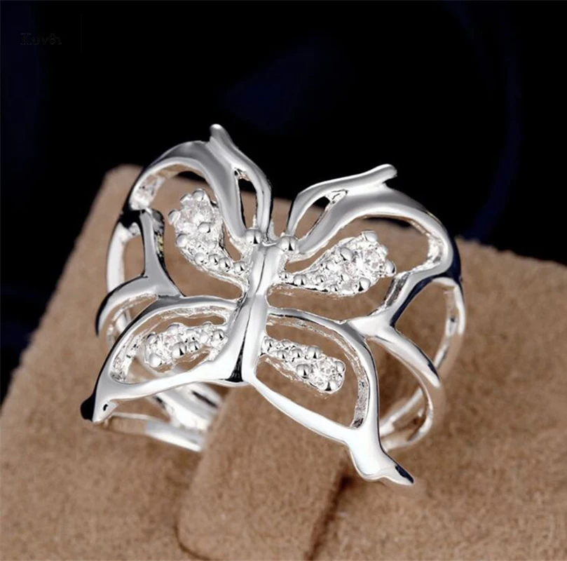 Изысканное посеребренное кольцо для женщин уникальное с полая бабочка новые