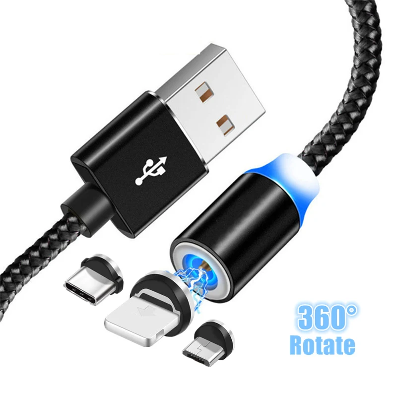 1 м 2 длинный Магнитный кабель USB C Micro светодиодный Usb зарядный для iPhone 11 Pro LG K10 K8 K7