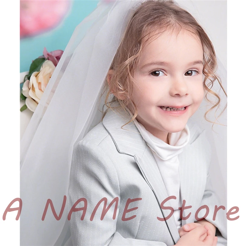 2 tiers White Ivory Tulle First communion Veils Wedding Flower Girl veil with comb Short Little girls kids Voile de fille | Свадьбы и