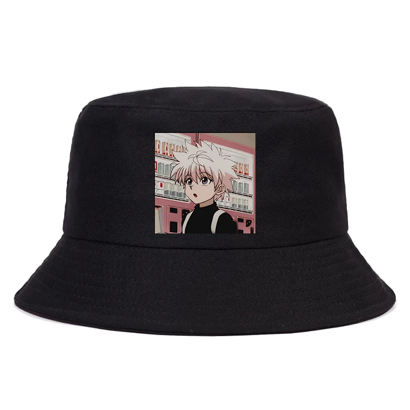 

Hunter X Hunter Printed Hat Women Men Panama Bucket Cap The Design Flat Visor Zoldyck Hisoka 90s Anime Fisherman Hat