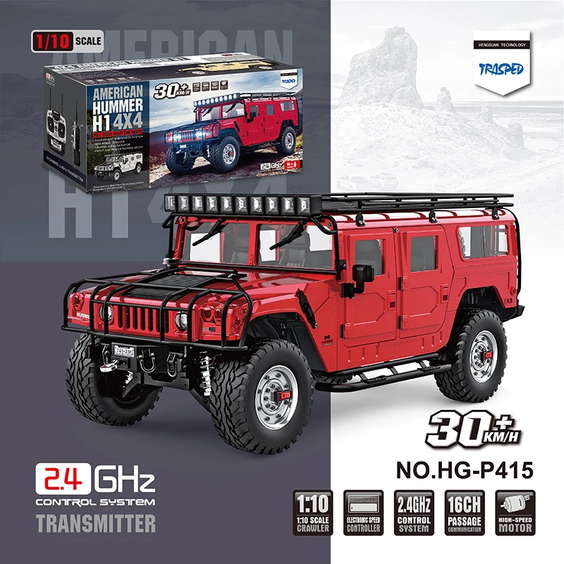 

HG 1/10 RC 4*4, американский гражданский Hummer P415, грузовик на гусеничной машине, радио на крыше, светильник лебедка, уличные Игрушки для мальчиков, ...