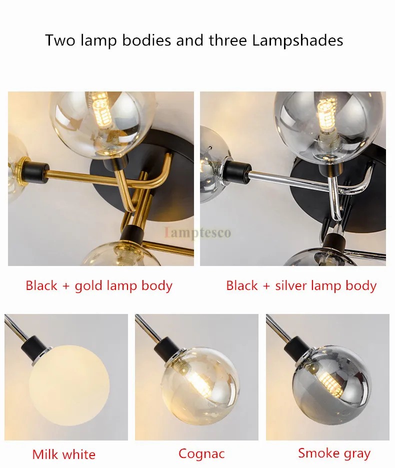 Светодиодный потолочный светильник современный стеклянный шар для гостиной