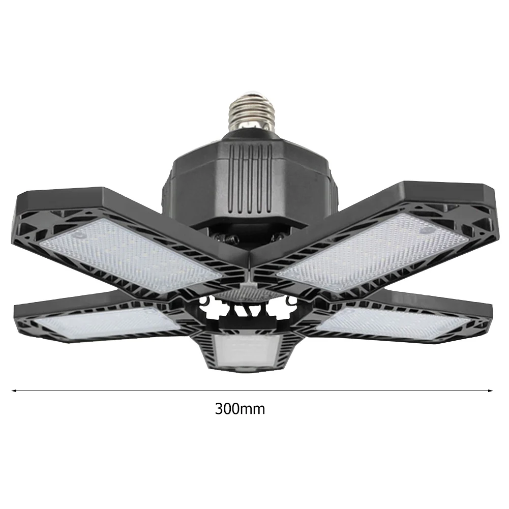 

200W 135LED Garage Light E27 Deformable Ceiling Light Warehouse Lighting Bulb with 5+1 Adjustable Panels for Home Workshop