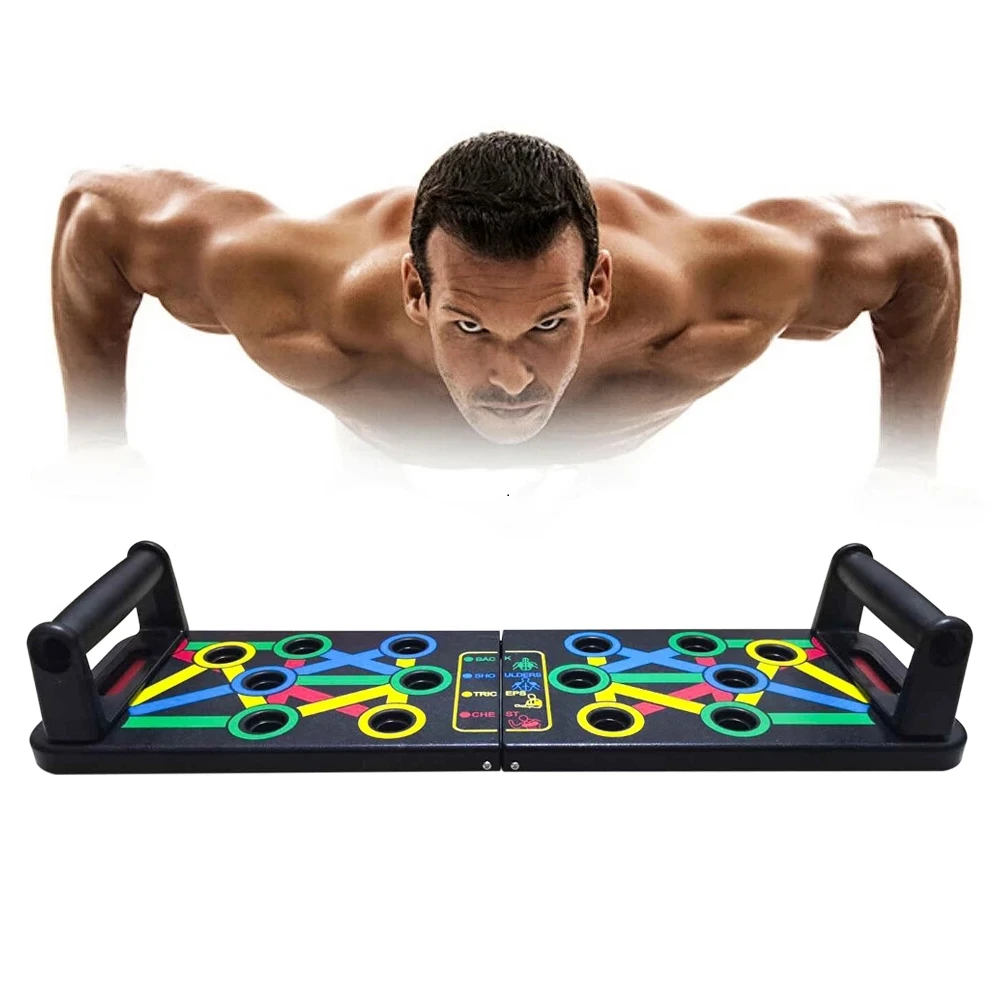 

Foldable 14 In 1 Push Up Board with Instruction Men Women Push-up Stands GYM Body Training Print Body Building Fitness Exercise