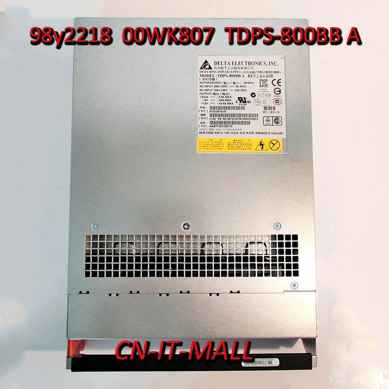 

Pulled 98Y2218 00WK807 TDPS-800BB A 800W Power Supply for V3500 V3700 V5000
