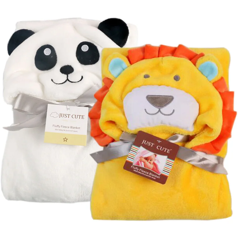 Детское одеяло из кораллового флиса купание Полотенце с капюшоном и рисунком