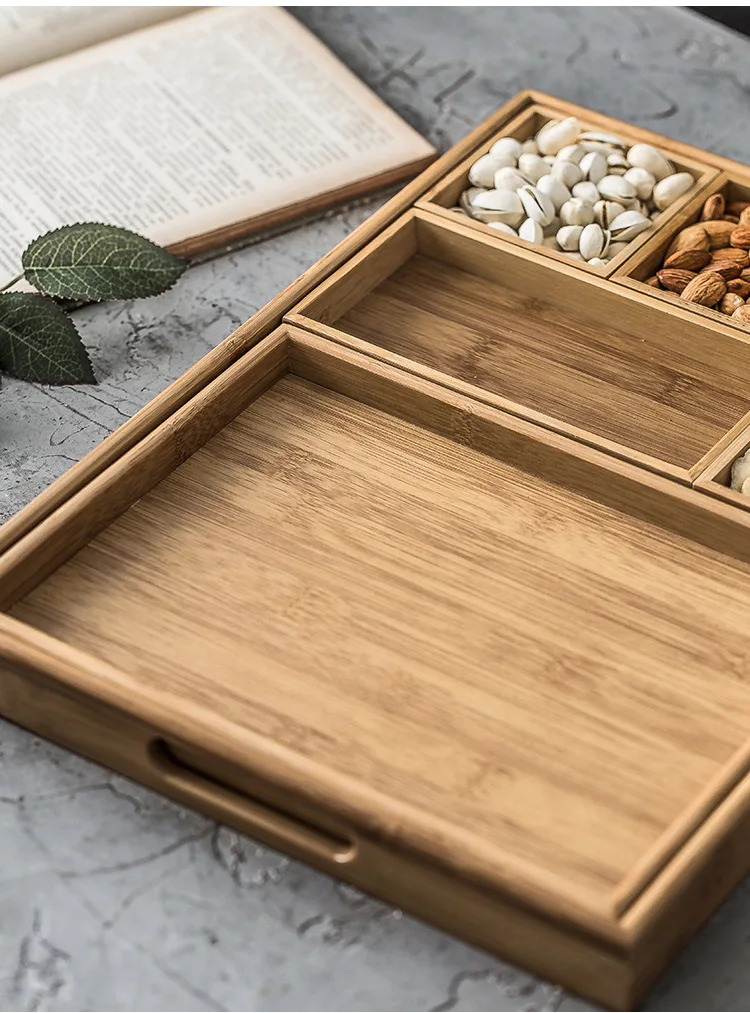 

Japanese Style Tea Tray Serving Snack Fruit Oolong Tea Trays Table Bamboo Large Plateau En Bois Household Tools DI50CP