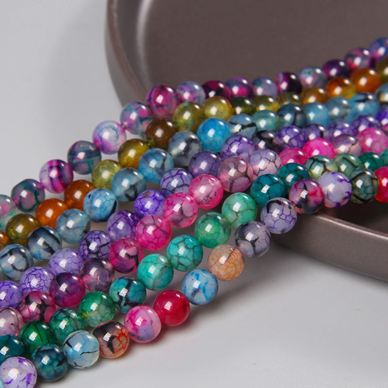 Гладкий натуральный камень огненный Агаты вены дракона треснувшая бусина