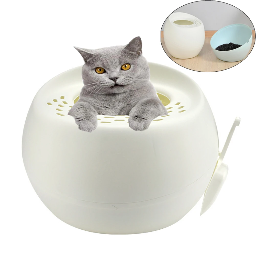 

Top-Entry Cat Sandbox With Scoop Fully Closed Pet Plastic Large Litter Training Kitten Pee Pad Tray Cats Toilet Clean Bedpan