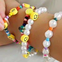 bohemian smiley face pearls beaded bracelet for women candy handmade rice bead fruits bracelets sweet pulseras vacation jewelry