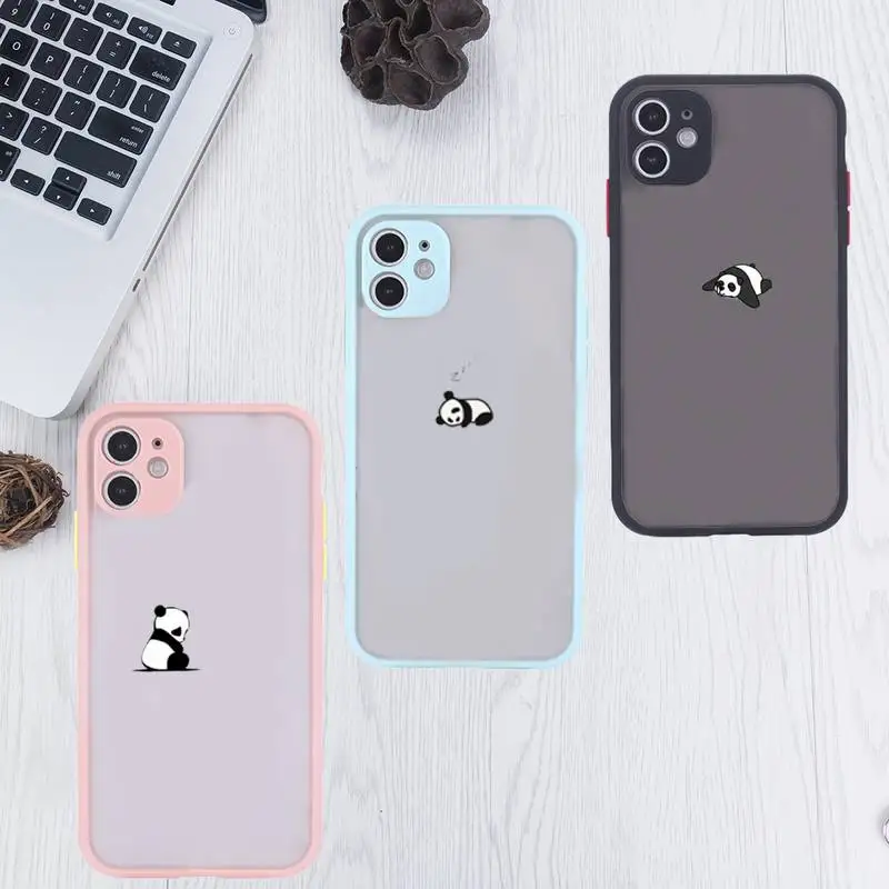 

Off Panda Cat Dinosaur Phone Case For iPhone 12 11 Mini Pro XR XS Max 7 8 Plus X Matte transparent Pink Back Cover