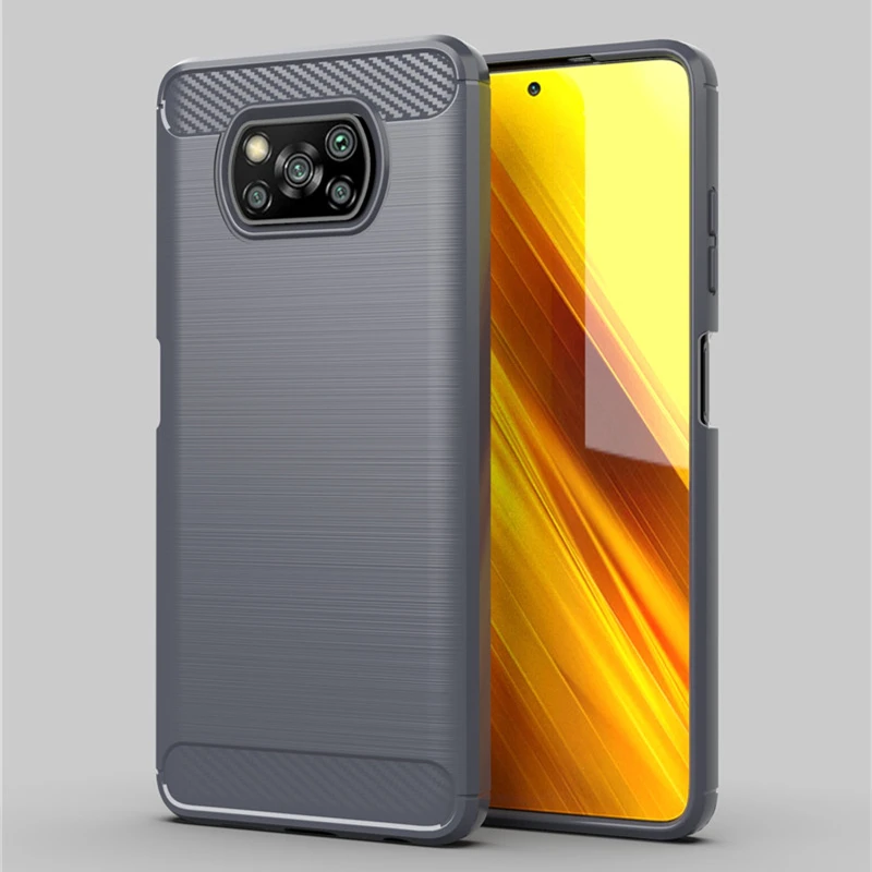 for xiaomi poco f2 pro m3 x3 k30 pro case for poco m3 x3 carbon fiber cover soft plain silicone case for xiaomi poco f2 pro m3 free global shipping