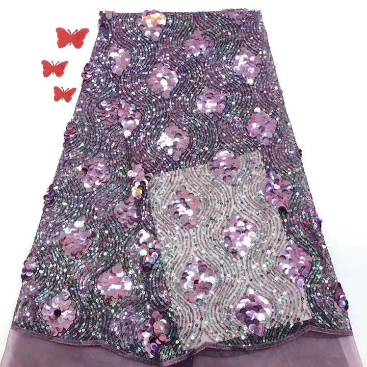 

Pretty evening dress material French lace fabric elegant net lace fabric with sequins for lady dress PAN223(5yards/lot)