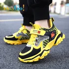 Модные кроссовки для маленьких мальчиков 2021 мальчиков школьные кроссовки дышащие детские спортивные теннисные туфли на шнуровке на раннюю весну От 5 до 15 лет