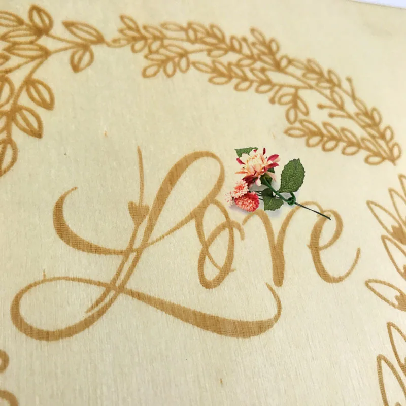 40 Page Personalized Guest Book Wreath Garden Wedding Engraved Wooden Floral Decor |