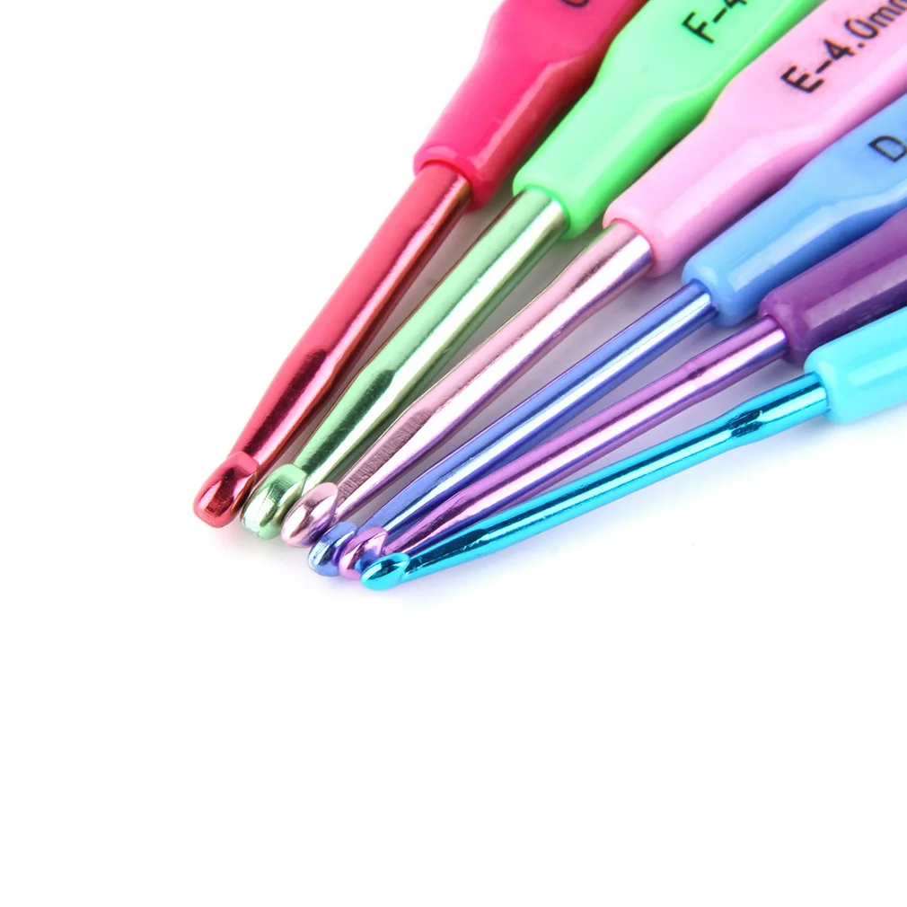 

6pcs/10pcs Kit Crochet Hooks Needles Knitting Needles Sewing,Comfort Ergonomic Grip TPR Soft Rubber Handle Aluminum Knitting