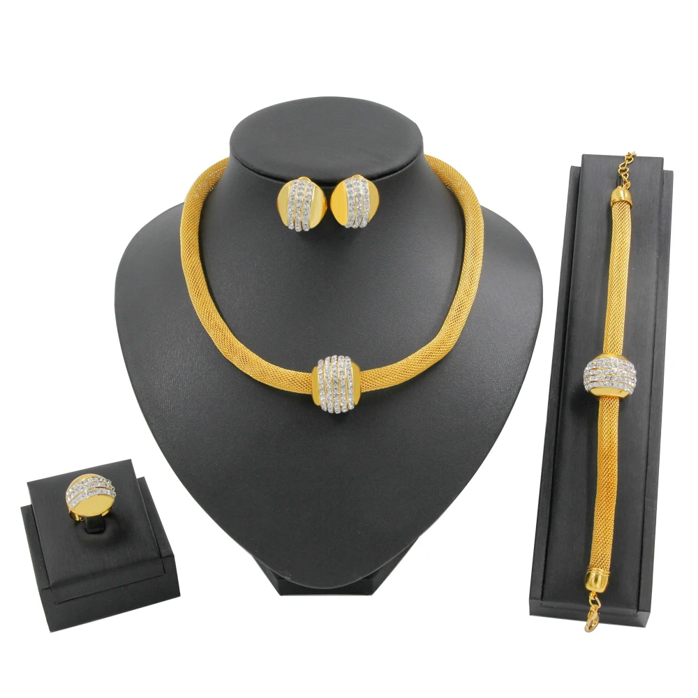 Роскошное ожерелье для женщин Дубаи Золотые Ювелирные наборы девушек