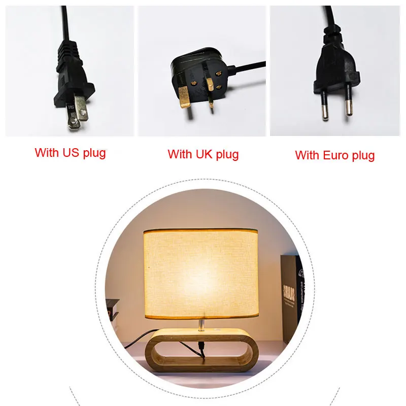 

Nordic solid wood table lamp creative modern bedroom bedside light living room study hotel children's room cloth desk light