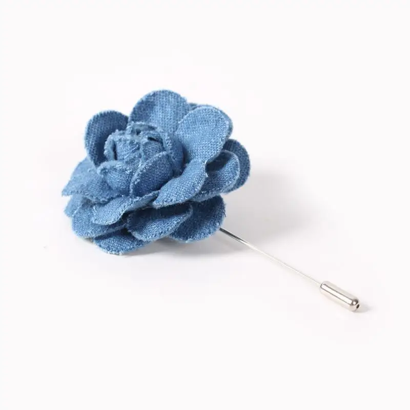 Оптовая продажа броши в виде цветов булавки для мужчин синяя Цветочная Брошь с