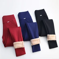 plus size winter thick warm cashmere high waist black pants women high elastic skinny stretchy ladies trousers 6xl