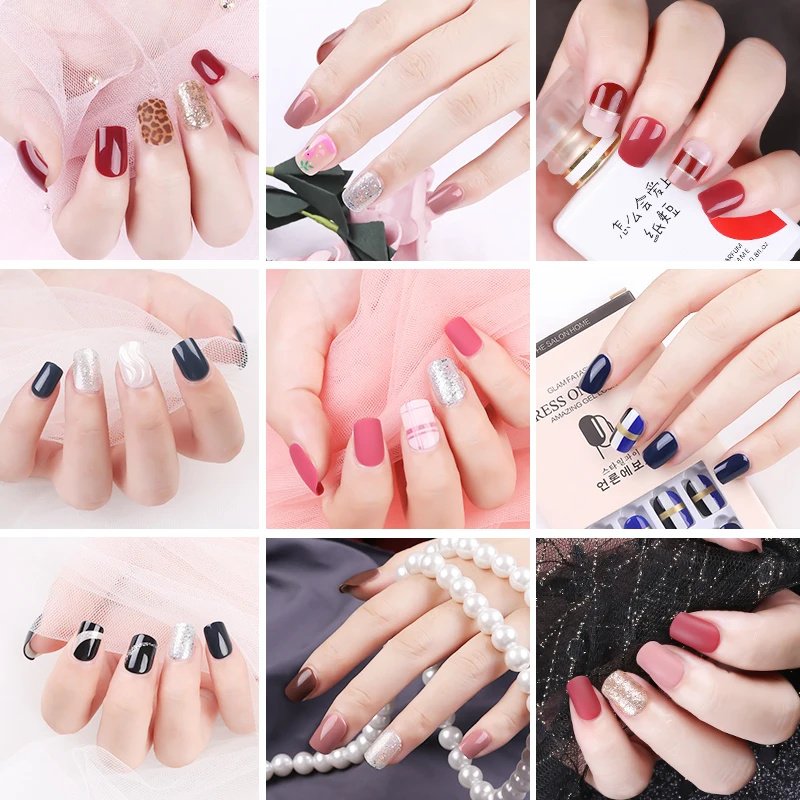 

30Pcs/Box Detachable Fake Nails Artificial Tips Set Full Cover for Short Decoration Press On Fake Nails Art False Tips With Glue