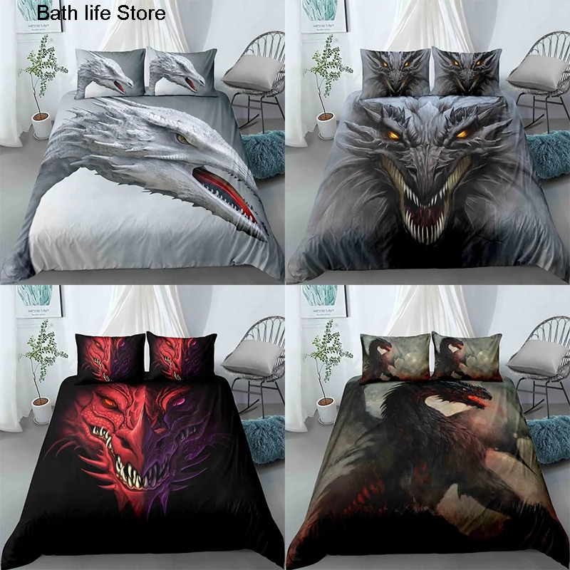 

New 3D Digital Gothic Dragon Printed Bedding Set Hip Hop Style Bedclothes for Kids and Adults Fashion Duvet Cover