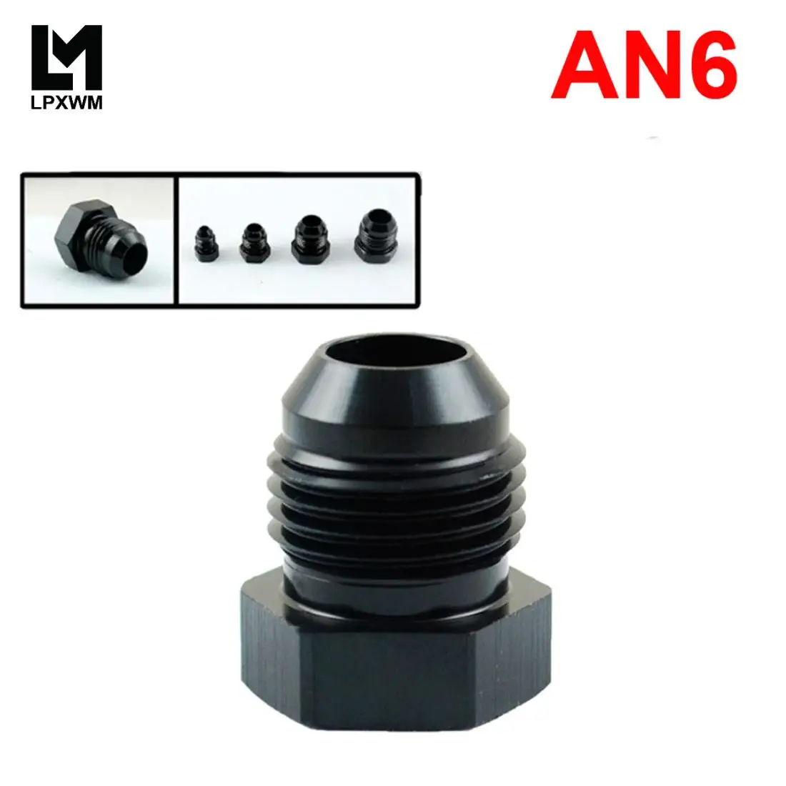 

LPXWM- AN6-6 Black Aluminum AN Hex Head Male Flare Plug SL806-06-021