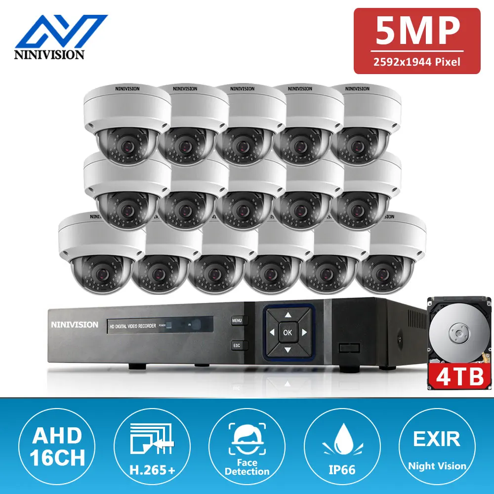 

HD-TVI AHD 16CH DVR Kit 5MP Sony Security Cameras 8/16pcs 5.0MP Day Night Vision CCTV Home Security Kit System with 4TB HDD