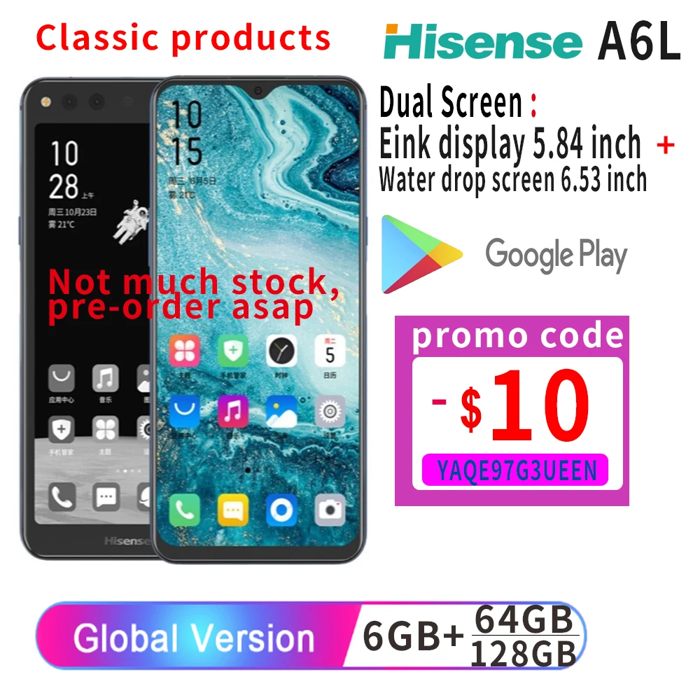 Google Play Snapdragon 660 Android 9.0 Original Smartphone Hisense A6L 6.63