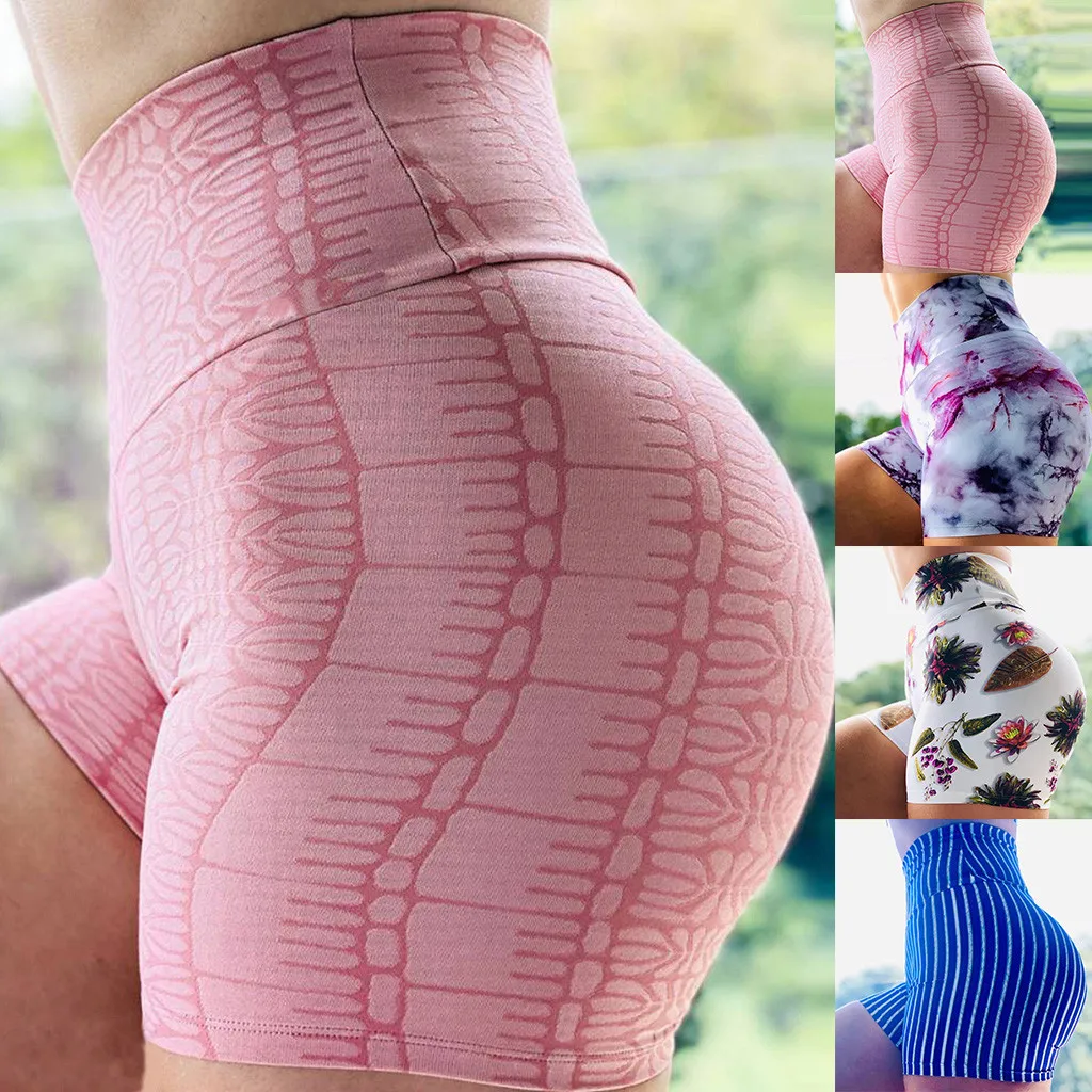 

Ladies Printed High-waist Hip Stretch Gym Sport Shorts Underpants Running Fitness Gym Clothes Yoga Shorts Workout Gym Shorts