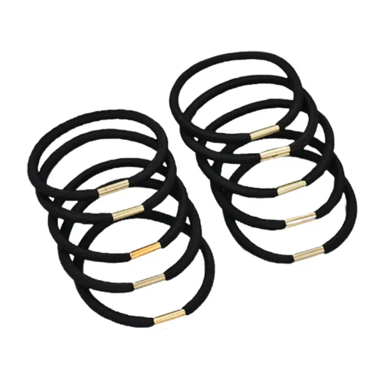 

2021 New Minimalist Korean Hair Accessories Black Metal Buckle DIY Handmade Hair Tie High Elastic Wild Head Rope