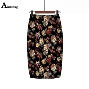 Женские юбки Aimsnug, летняя юбка-карандаш с цветочным принтом, повседневная юбка до колен, модель 2020 года, Женская юбка