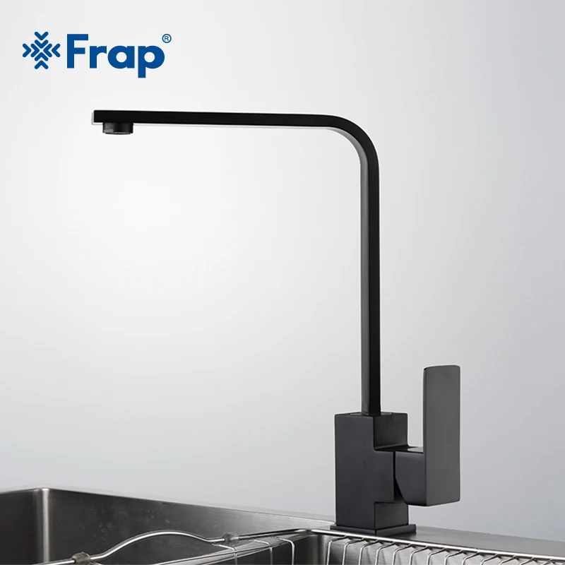 

Frap Kitchen Faucets Deck Mounted Mixer Tap 360 Degree Rotation Features Mixer Tap Crane For Black explosion style Tap torneira