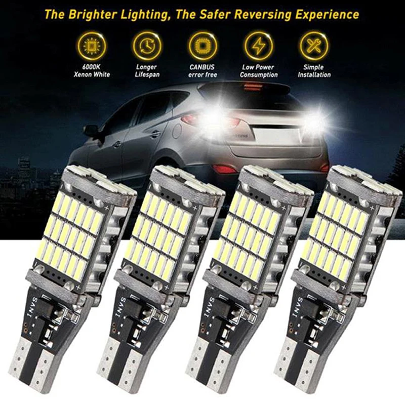 

2Pcs/set DC 12V Canbus T16 T15 921 W16W LED Bulb Car Backup Reverse Lights 6000K