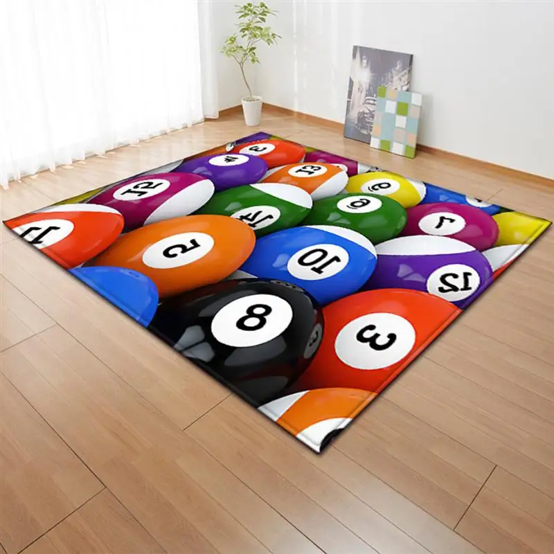 

1pc 200x150cm 3D Billiard Ball Area Rug Wear Resistant Decorative Floor Mat